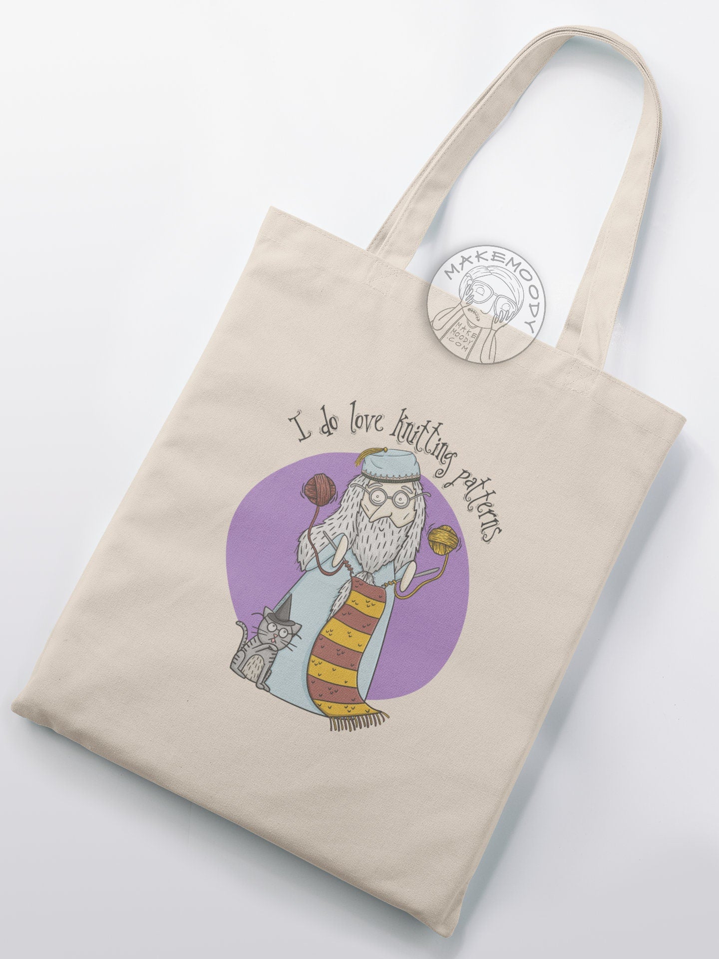 Wizard Knitting TOTE BAG - Tote Bag - Boy Wizard Tote Bag