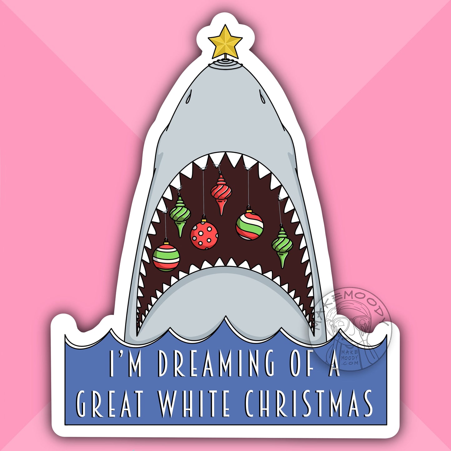 Great White Shark Christmas MUG - Coffee Mug - White Christmas Mug, Shark Mug, Great White Christmas Mug, Shark Week Mug, Great White Shark