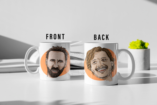 Pedro Pascal Nicolas Cage Meme MUG - Coffee Mug - Meme Mug, Pedro Pascal Mug, Nicolas Cage Mug, Unbearable Weight of Massive Talent Mug
